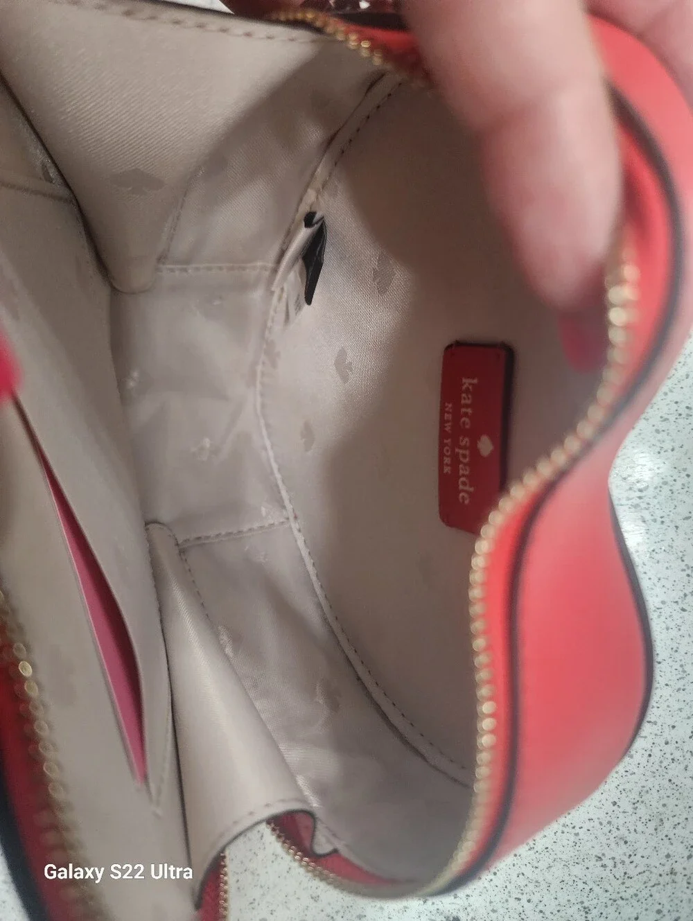 kate spade red heart-shaped crossbody with gold chain